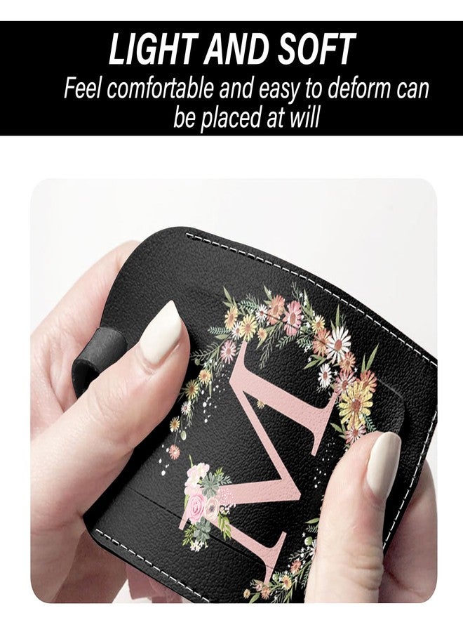 BHAHB 2 Pack Initial Letter Luggage Tag Monogram Luggage Tag PU Leather Suitcase Tags Funny Aesthetic Cute Flower Floral Monogrammed Travel Bag Labels for Women Girls (Letter-M) - Image 4